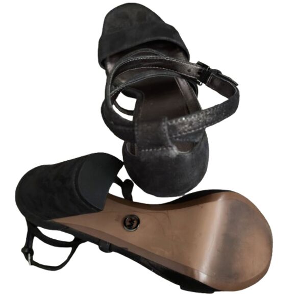 Michael Kors Strappy Open Toe Charcoal Gold Flake Platform 4.5" Woman's 8 Heel - Picture 4 of 6